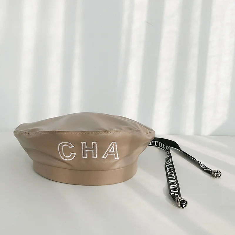 Женский берет из искусственной кожи USPOP Зимний с лентами и буквами 2019 | Аксессуары