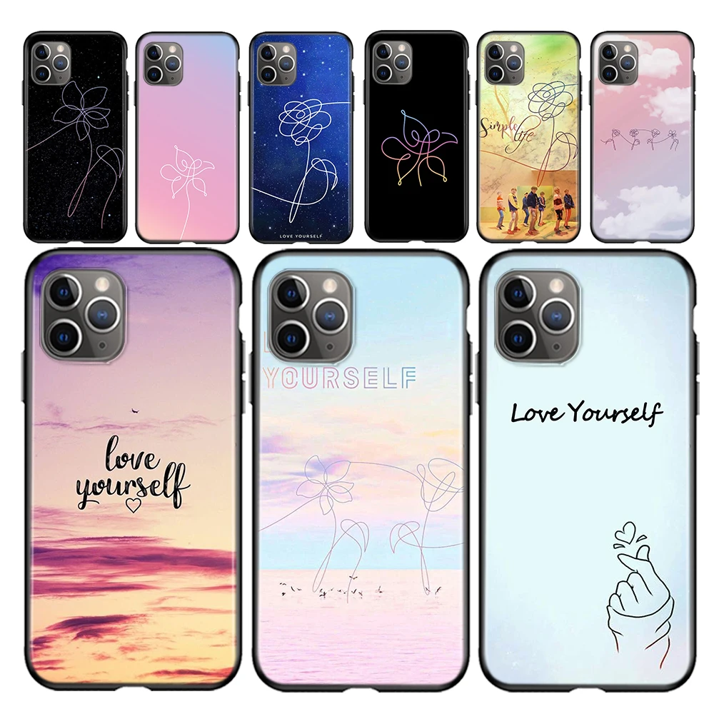 

Love Yourself Flower Kpop Silicone Cover For Apple Iphone 12 Mini 11 Pro XS MAX X XR 6 7 8 Plus 6S 5 5S SE Phone Case