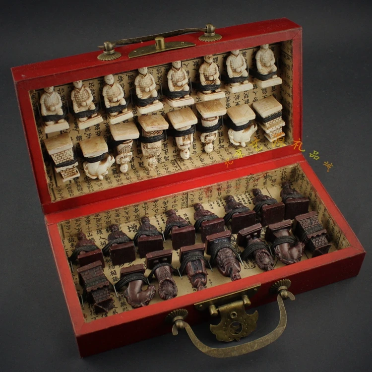 

Кожаная книжная коробка шахматы с терракотовыми воинами, трехмерные фигурки, шахматы-антикварные, строительные Рождества