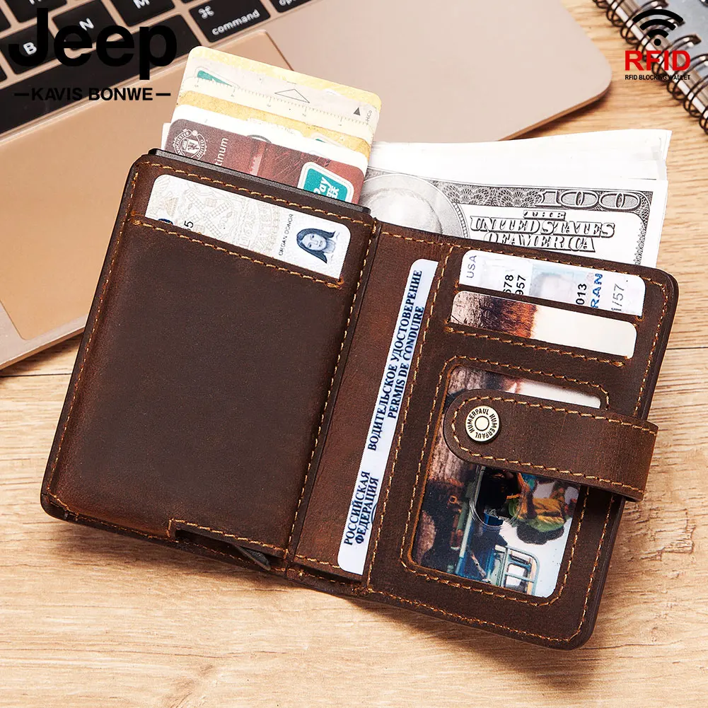 rfid card holder wallet men genuine leather slim thin male mini wallet vintage small boys money bag business high quality bags free global shipping