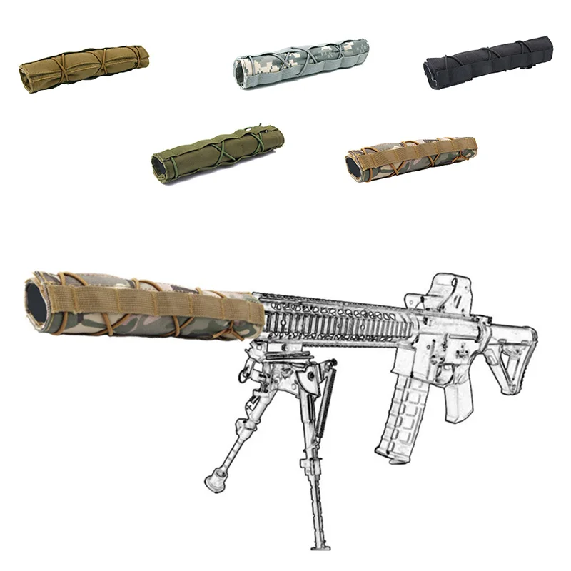 5 Color 22CM Tactical Muffler Protective Case Shooting Suppressor Nylon Silencer Protector Cover Airsoft Quick Release Pouch |