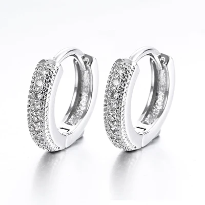 Silver color Шикарные серьги-кольца для женщин aaa инкрустация цирконием и 925 серебро brinco Винтаж Букле д 'ореиль модные ювелирные изделия DDe018 - Окраска металла: Silver color