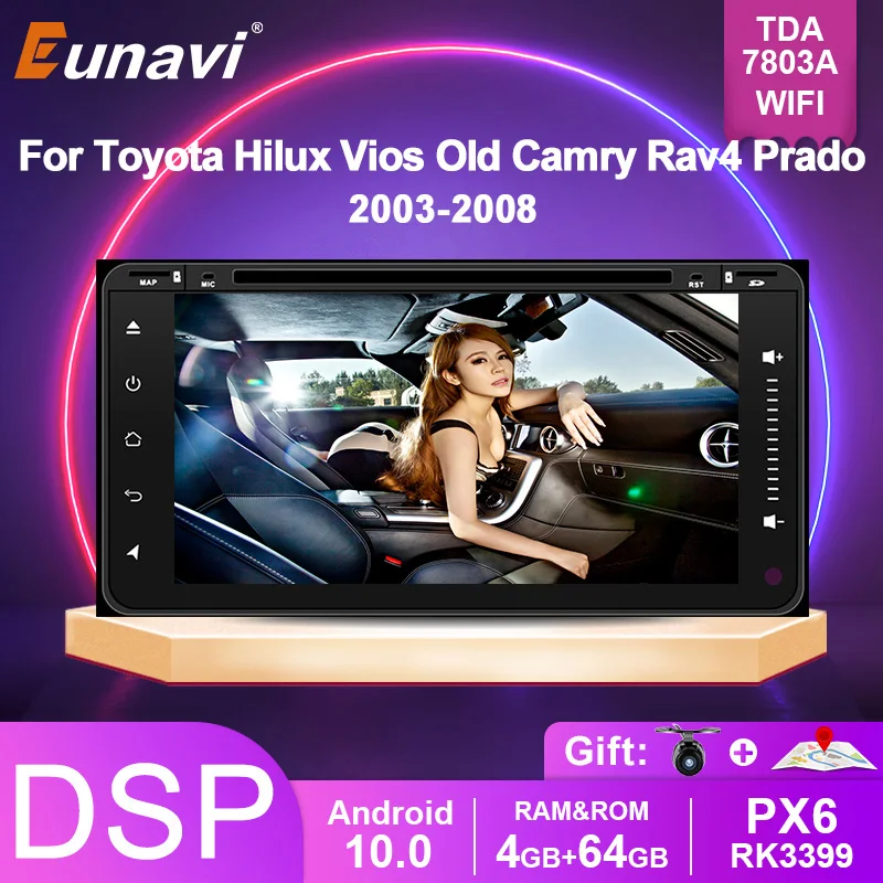 Eunavi 2 Din Android 10 автомобильный Радио DVD GPS для Toyota Corolla Hilux Vios Old Camry Rav4 Prado Мультимедиа