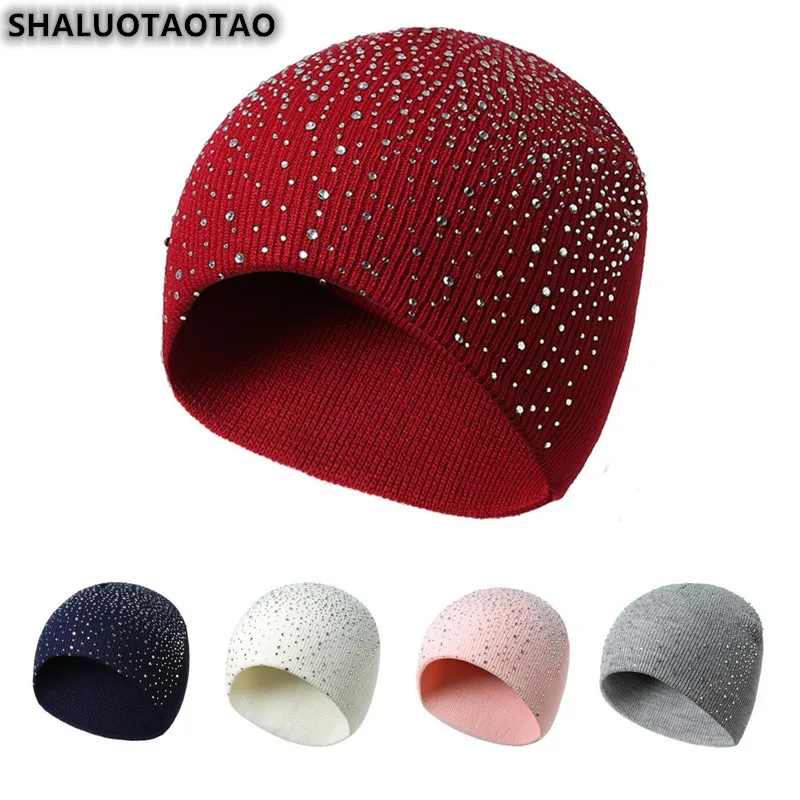 SHALUOTAOTAO Сезон осень зима женская модная шапка бини тренд Стразы Украшения