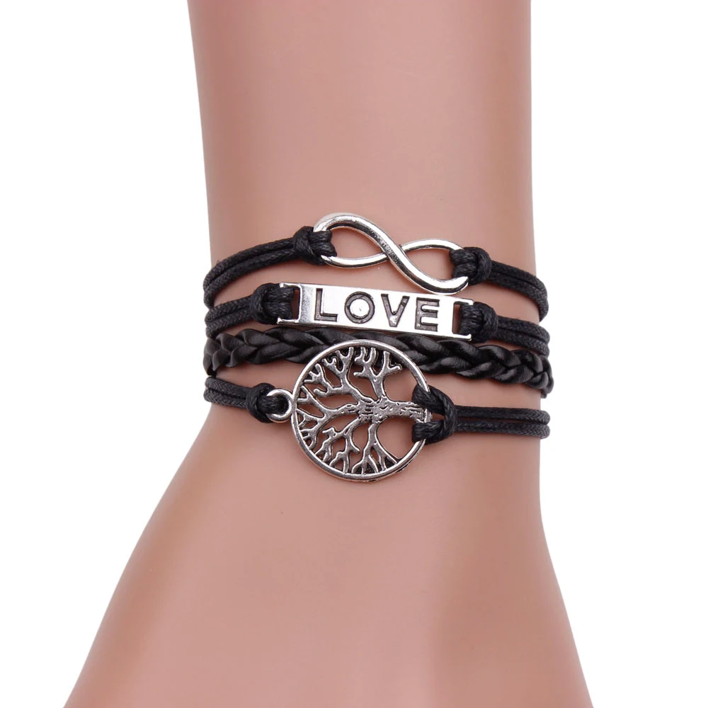 Женский браслет Талисман из кожи с изображением дерева жизни|Браслеты шармами| |