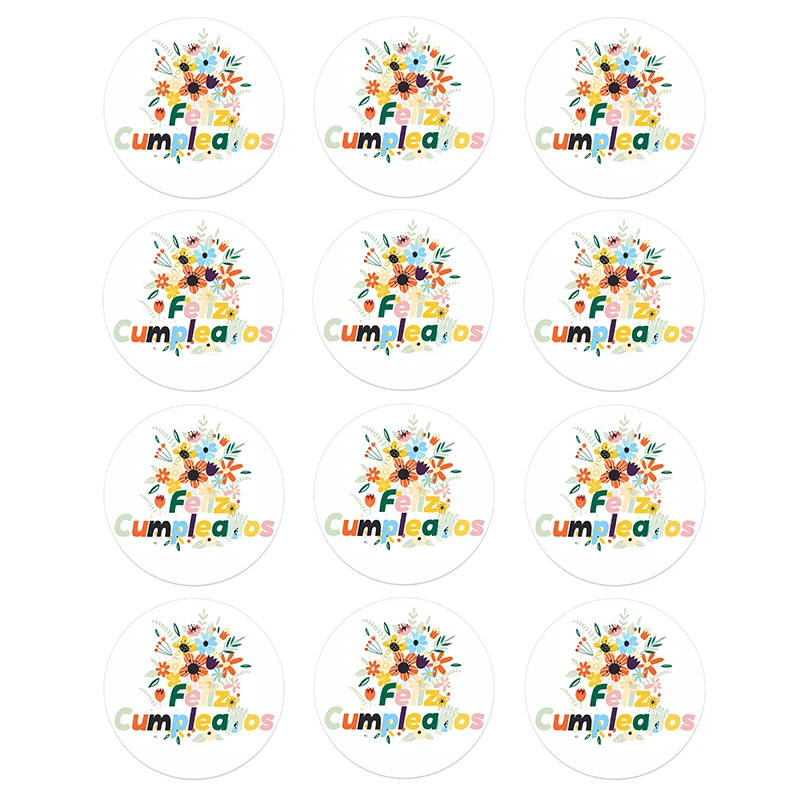 4.5cm Spanish Birthday Party Decor Stickers HAPPY BIRTHDAY Gift For You And Cake Adhesive Seal Sticker For Baking 5