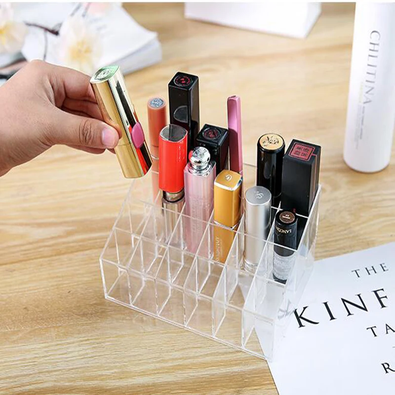 Прозрачная коробка для хранения помады 24 Сетки прозрачная подставка косметики