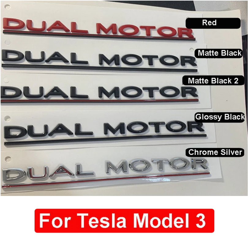 

For Tesla Model 3 3D Dual Motor Emblem Rear Back Trunk Logo Letters ABS Stickers Car Badge Styling Modified Garnish Accessories