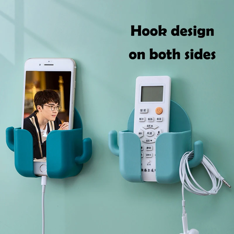 wall mounted organizer remote control storage box for tv air conditioner office organizer mobile phone charging holder stand free global shipping