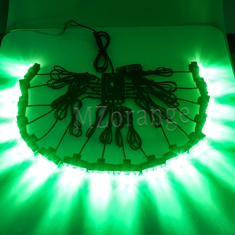 Green MZORANGE 16x2 светодиодный стробоскоп 32 светодиодный пульт дистанционного управления Беспроводная Автомобильная решетка вспышки авто Предупреждение льная решетка лампы - Цвет: Green