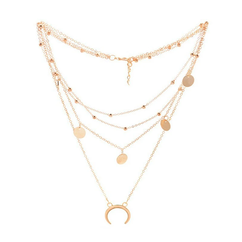 

Boho Vintage Star Moon Necklace Set For Women Fashion Gold Necklace Multilayer Layers Pendant Long Necklaces Jewelry Gift