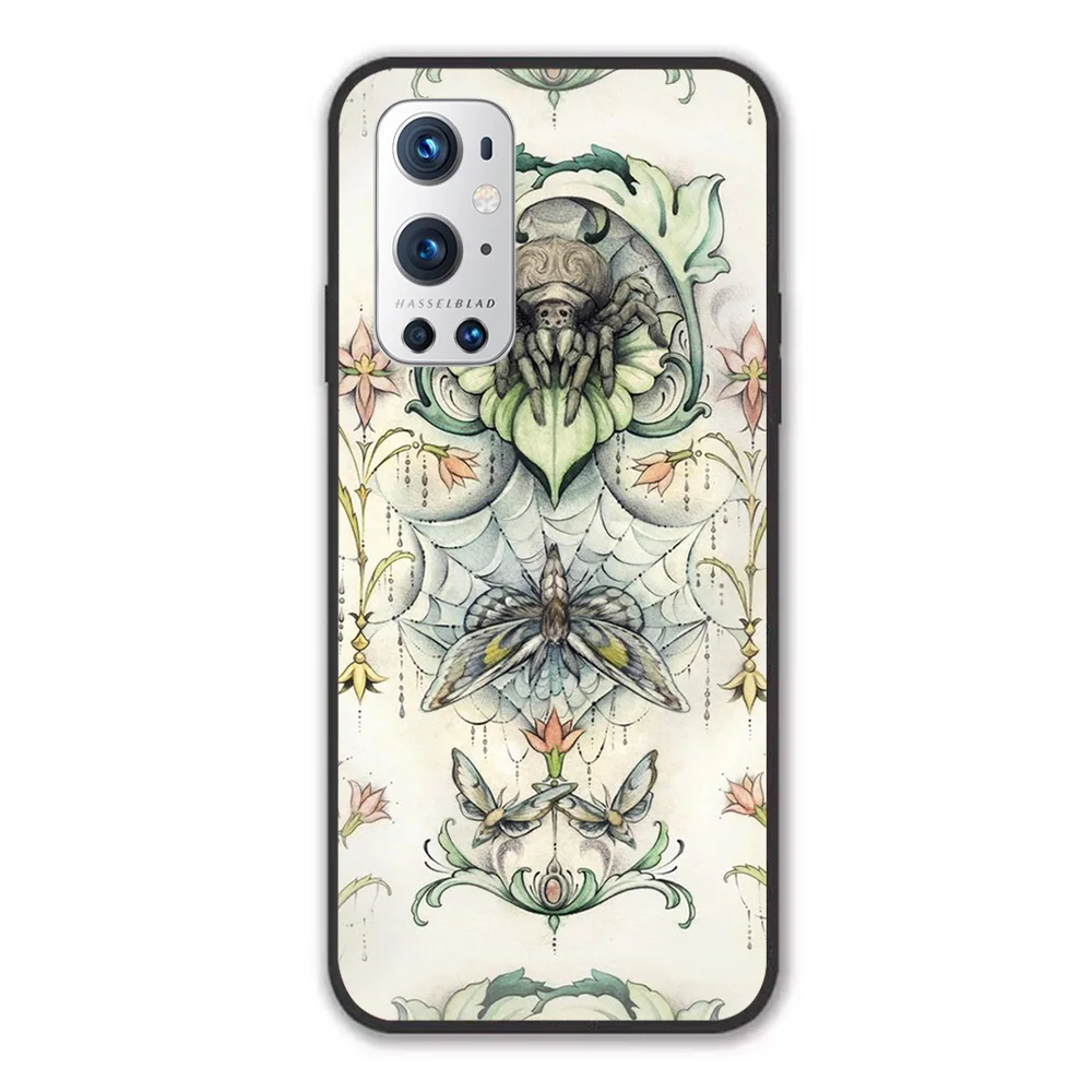 

For OnePlus Antique pattern-Spider and Moths Soft TPU Border OnePlus 7 7T 7Pro 8 8T 8Pro 9 9Pro Case