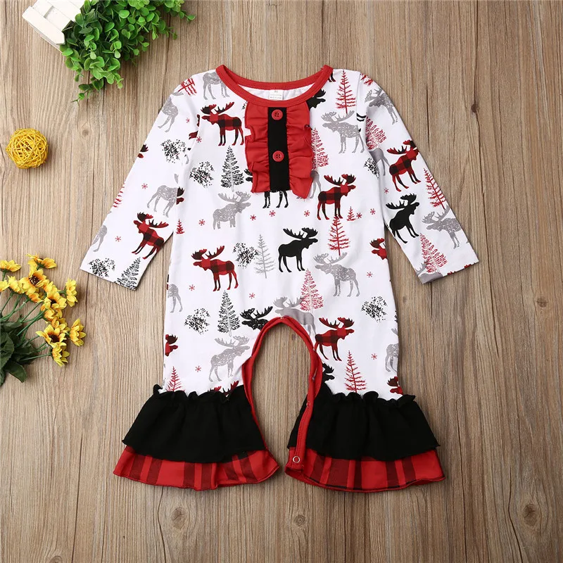 Детский комбинезон для новорожденных Рождественская Одежда маленьких девочек с