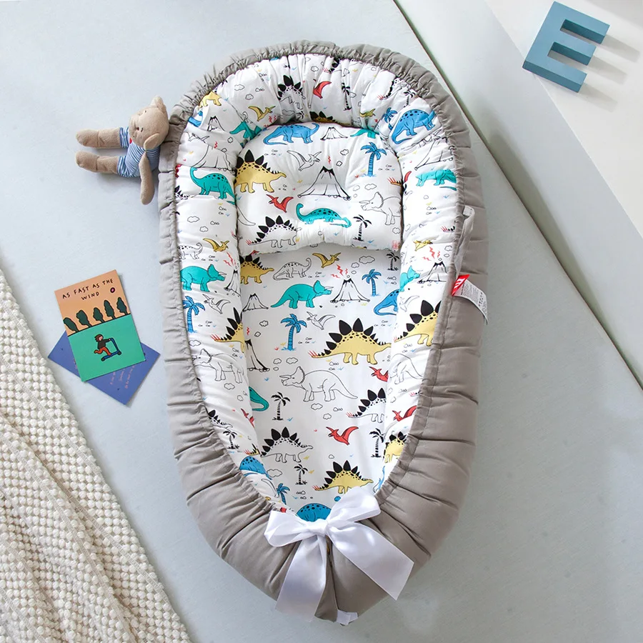 

Babynest Newborn Baby Nest Bed Portable Crib Travel Bed Tissu Coton Baby Nestje Baby Lounge Bassinet Bumper with Pillow Cushion