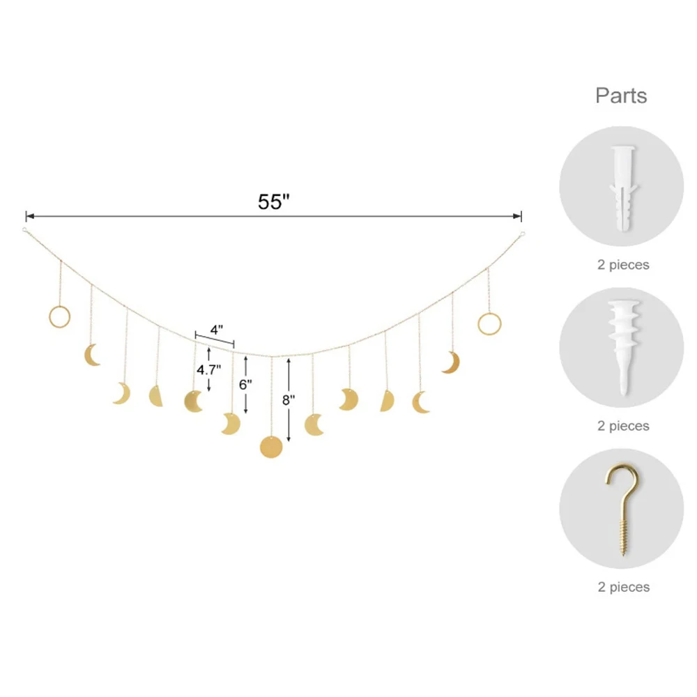 

Moon Shining Phase Garland Decoration Chains Gold Wall Hanging Ornaments Convenient Apartment Background Wall Decoration