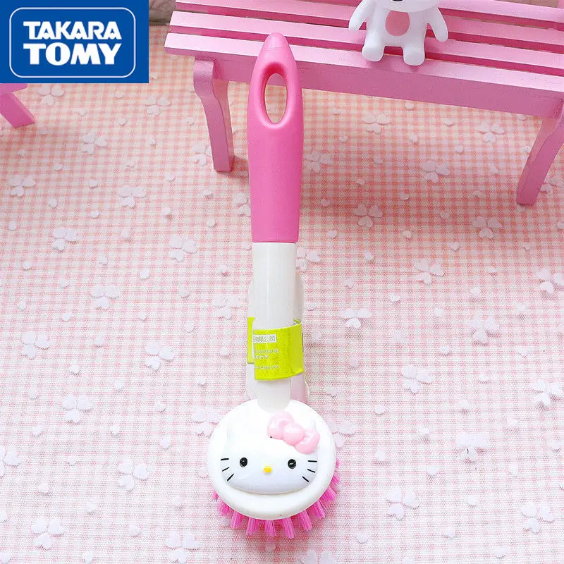 

TAKARA TOMY Fashion Cartoon Hello Kitty Kitchen Cleaning Supplies Brush Pot Brush Cup Artifact Long Handle Cup Brush