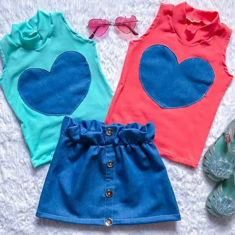 Новинка 2020 модный топ без рукавов и мини юбка в форме сердца для новорожденных