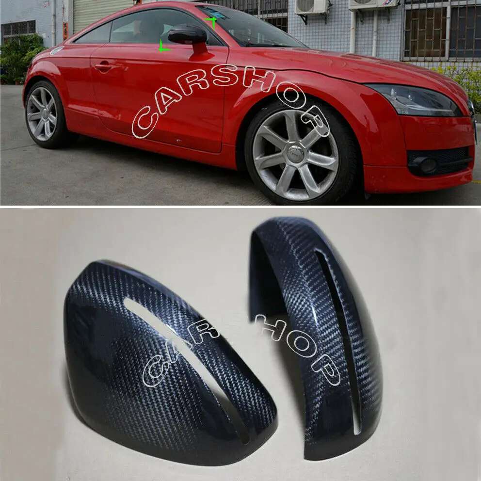 

Подходит для Audi TT TTS R8 2008 2009 2010 2011 2012 2013 2014 2 шт./компл. 3K, накладки на автомобильные дверные зеркала из настоящего углеродного волокна