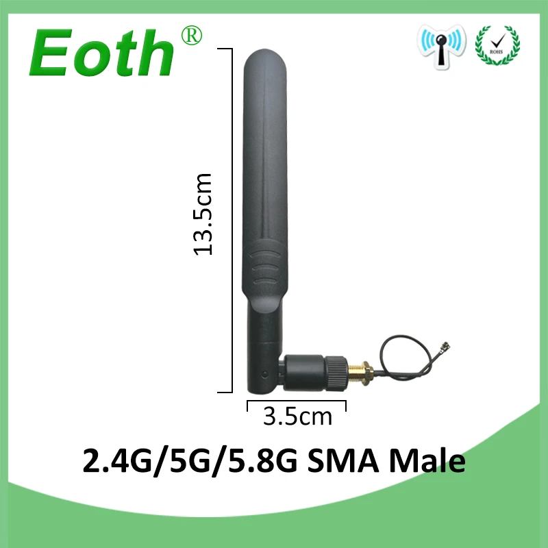 EOTH 2.4g 5.8g antenna 8dbi sma male wlan wifi dual band antene router antena IPX ipex 1 SMA female pigtail Extension Cable