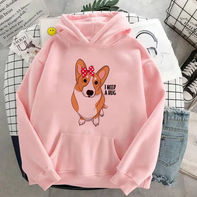 Толстовки с капюшоном Kawaii Dog пуловер принтом зимняя толстовка женская одежда