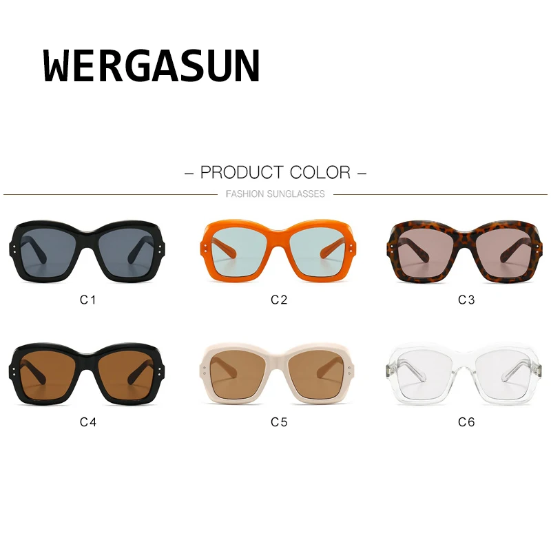 

WERGASUN 2020 Classic Sunglasses Women Vintage Oversized Gradient Sun Glasses Shades Female Luxury Designer UV400 Sunglass