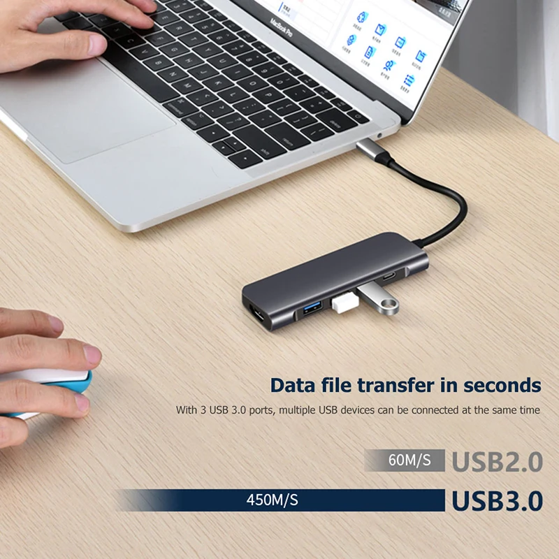 5 in 1 usb c hub dock type c to usb3 0hdmicard readers with pd fast charge adapter splitter docking station for macbook ipad free global shipping