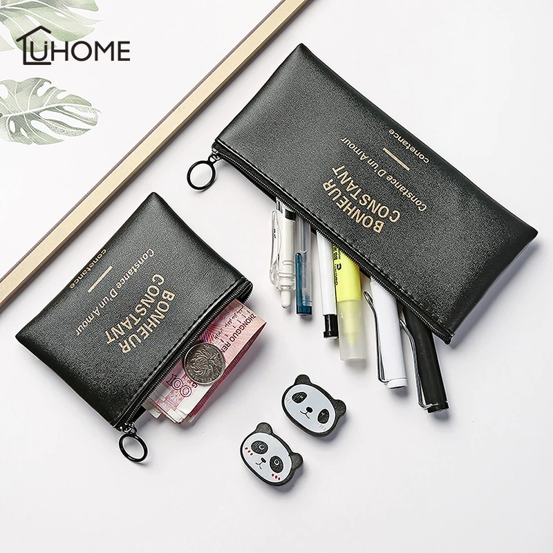 Женский маленький кошелек мягкая кожаная сумка для очков чехол на молнии с