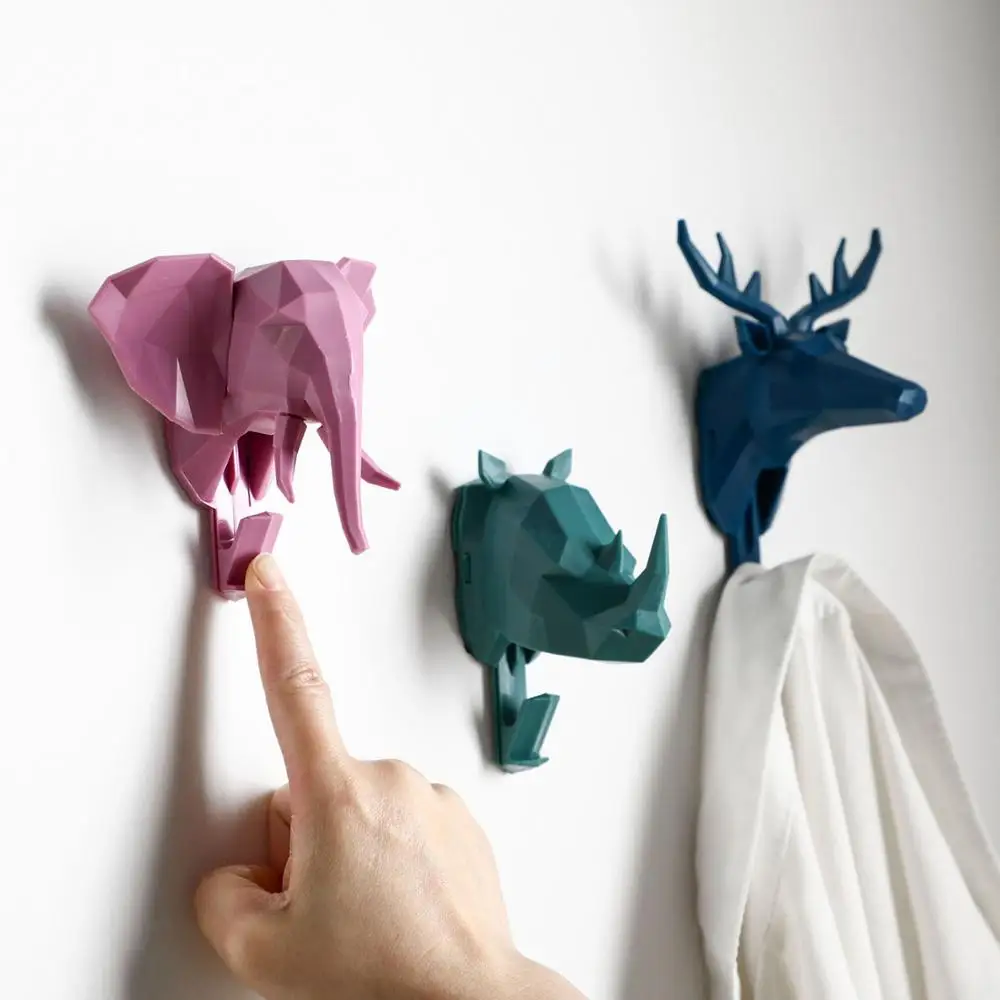 

New Animal Wall Hanging Hooks Deer Head Hanger Key Holder Hook Scarf Hat Coat Hangers Storage Rack Tie Organizer Wall Decoration