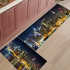 Фон с изображением ночного города вид жилищного строительства Кухня коврик с антискользящим покрытием коврик Ванная комната крытый коврик ковер для Гостиная