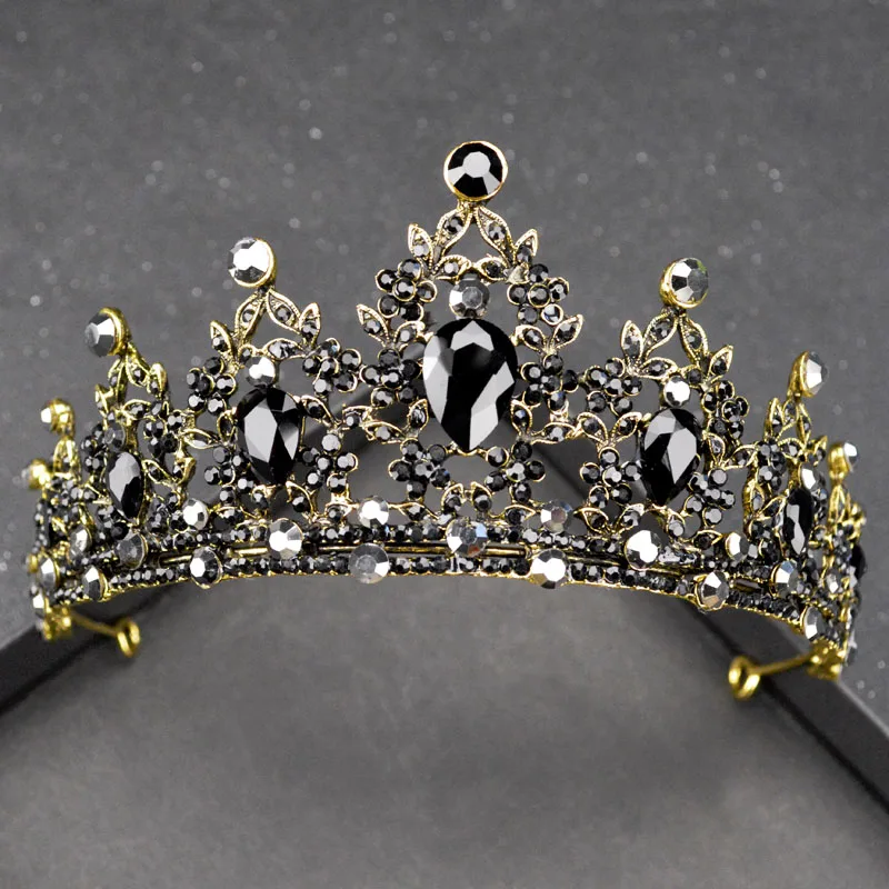 Vintage gold black Новинка, серебряная свадебная диадема с кристаллами AB для свадьбы, стразы, корона, свадебные диадемы, украшение на голову, диадема, ободки, свадебный головной убор - Окраска металла: Vintage gold black