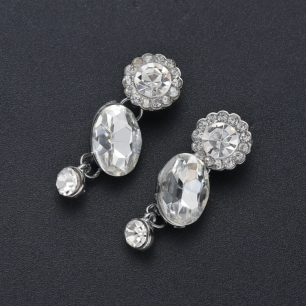 CC Stud Earring and Necklace Luxury Jewelry Sets Wedding For Bridal Shine Cubic Zircon Party Accessories Gift D003 | Украшения и