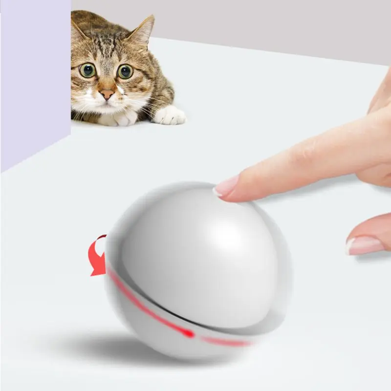 

USB Rechargeable LED Automatic Electric Rotating Movement Ball with Bell Feather Smart Interactive Cat Toy