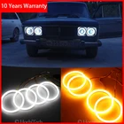 Светодиодный поворотник для Лада ваз 2106, 1976, 1997, 1998, 1999, 2000, 2001, хлопок, двухцветный, ангельский глаз, белый, янтарный