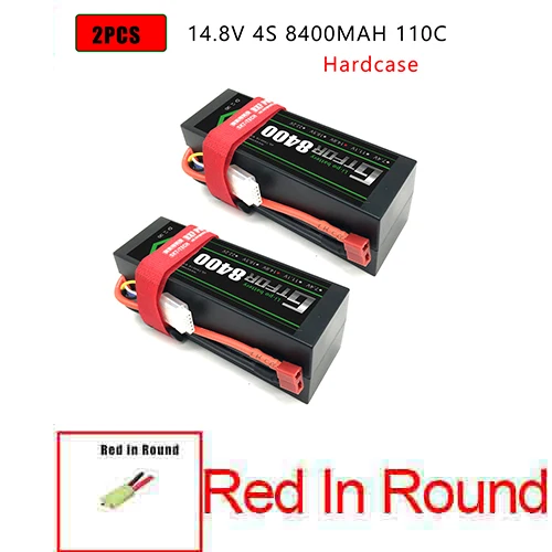 2PCS4S8400HARDRED DXF Lipo батарея 4S 8000mah 8400mah 14,8 V 110C 220C Hardcase для 1/8 1/10 масштаб Электрический радиоуправляемый Багги Truggy гусеничный автомобиль - Цвет: 2PCS4S8400HARDRED