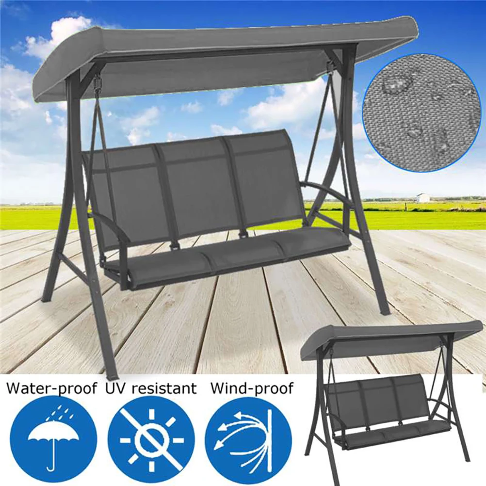 Waterproof Swing Canopy Garden Chair Tent Porch Top Cover Swing Roof Black for Courtyard Balcony