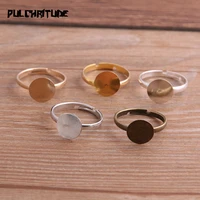 10pcslot fashion simple 5 color 10mm adjustable ring bases cabochon blank diy rings