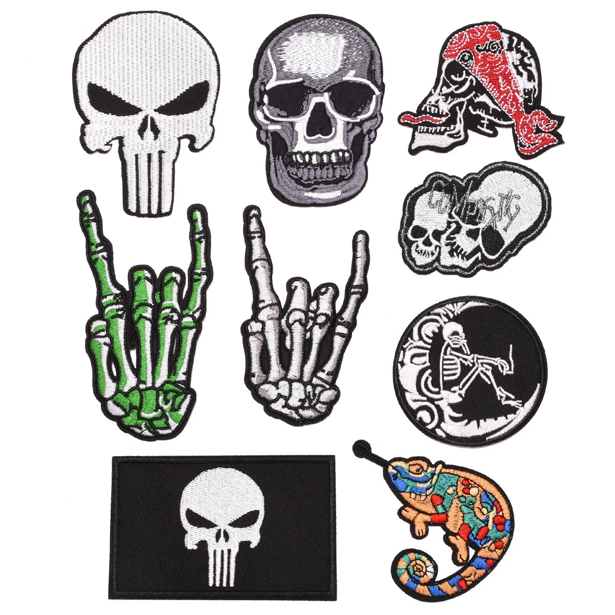 

Fine Punk Computer Embroidery Motorcycle Embroidery Cloth Stickers Rock Patch Skull And Crossbones