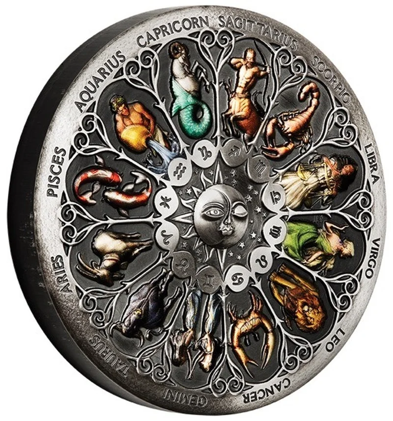 

Dropshipping High-quality Copy Coin 2021 High Relief Commemorative Coin Tuvalu 12 Constellation Zodiac Colored Silver Coin