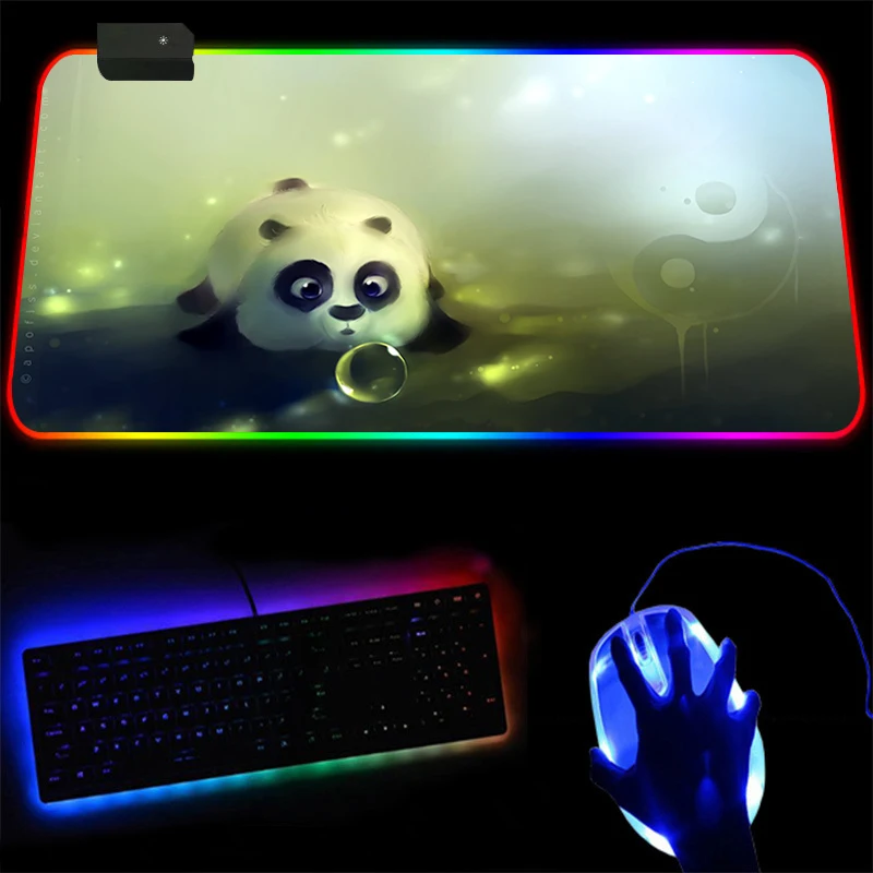 Цветная (RGB) панда Мышь аниме коврик милый большой пусковая площадка игровая pad