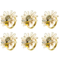 set of 6 daisy sunflower napkin rings gold bee napkin ring holders for formal or casual dinning table decor