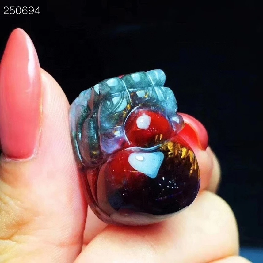 

Natural Cacoxenite Auralite 23 Purple Red Pendant Pi Xiu Carved Women Canada 21.5x14.6x14mm Gift Crystal Stone Jewelry AAAAA