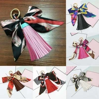 fashion scarves key holder bowknot exquisite decoration tassels keychains women bag car charm pendant