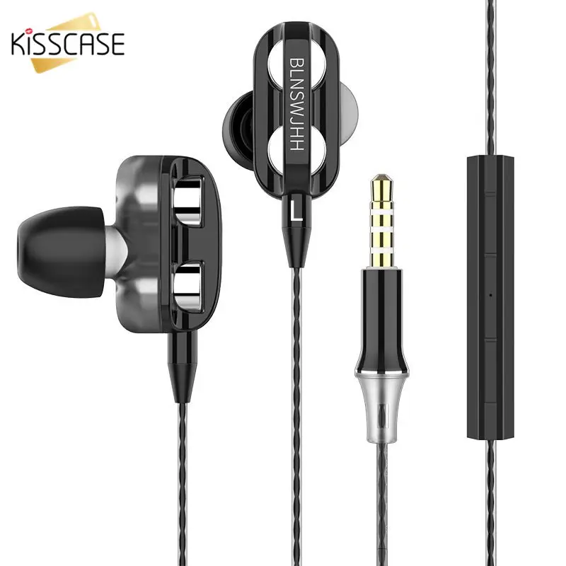 Двойные наушники вкладыши с проводным регулятором громкости Hi Fi стерео