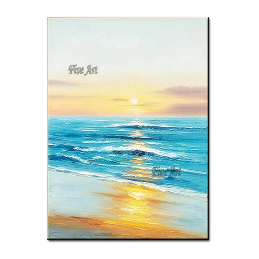

Abstract Seascape Picture Wall Decor Art Unframed 100% Hand-painted Textured Sunset Scenery Oil Painting Wall Panels Artwork