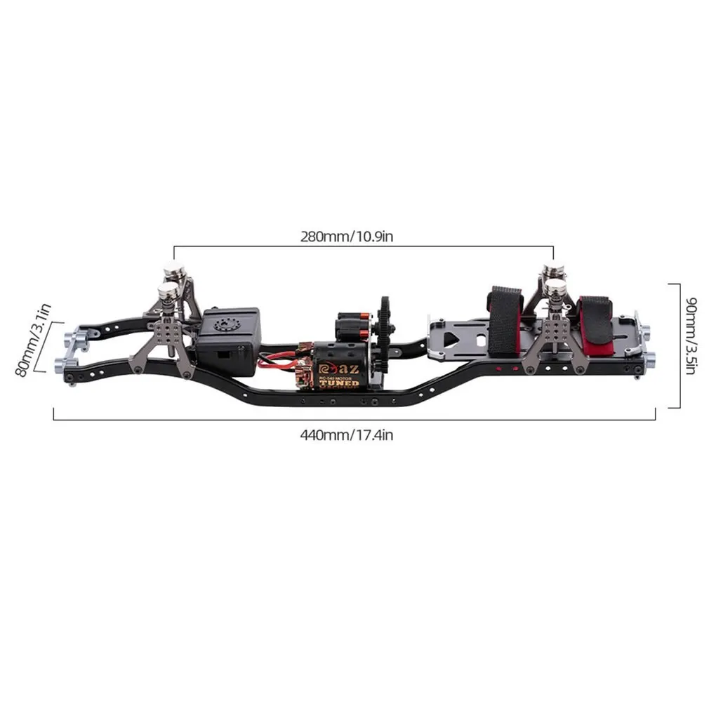 

Metal RC Car Frame Carbon Fiber Car Chassis Beam with 540 Motor for AXIAL SCX10 RC Crawler Climbing Car DIY