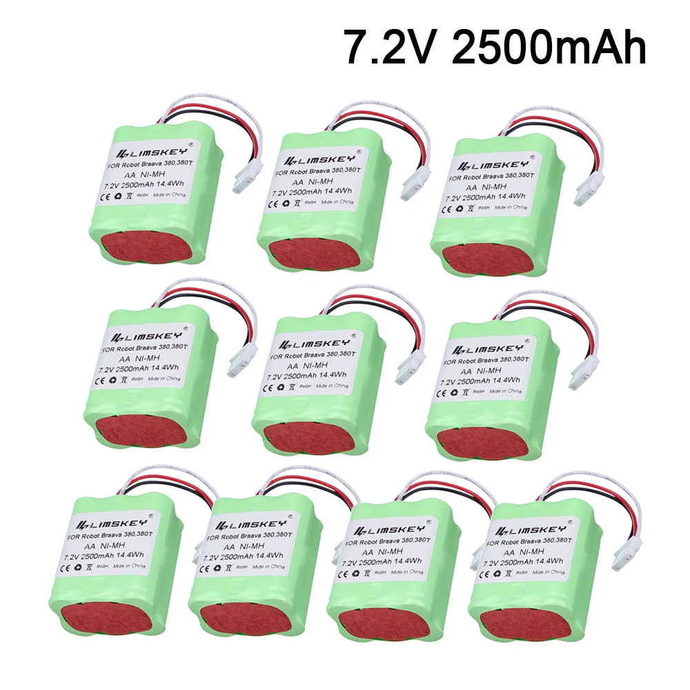 

7.2v 2500mAh Ni-MH Battery For iRobot Braava 380t Mopping Robot Braava 380 Mint 5200 Mint 5200C Floor Cleaning/Mopping Robot