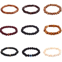 5 pcs handmade wood beads bracelet for women men elastic chain beads strand bracelets jewelry making accessories wholesale
