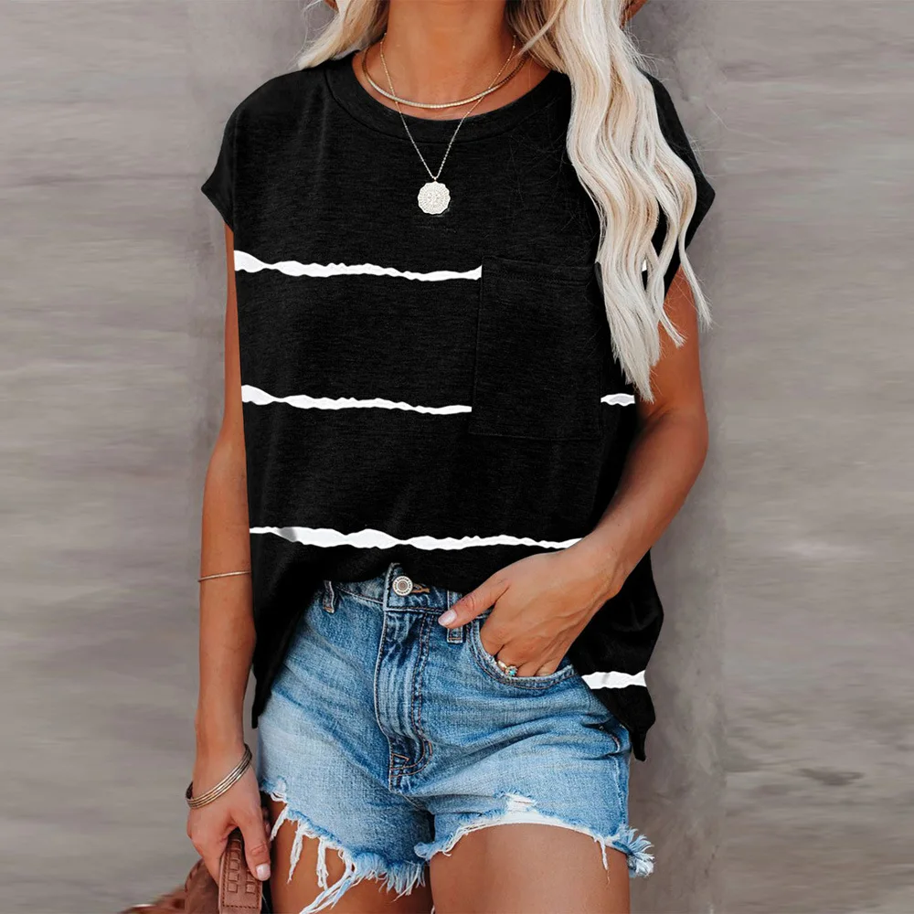 

2021 summer new loose casual top women European and American round neck pullover short sleeve T-shirt