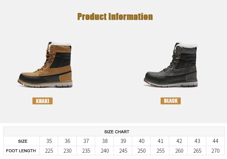 Men Boots Sneakers Snow Boots for Men Thick Plush Winter Shoes Men Waterproof Winter Work Boots Warm Shoes Plus Size 39-46