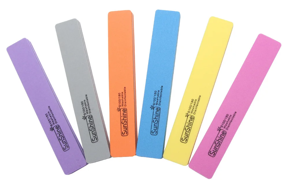 20 шт./лот моющаяся пилка для ногтей маникюра двухсторонняя буферная Шлифовальная